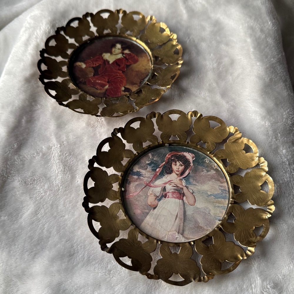 Pair of Vintage English Brass Butterfly Frames